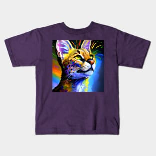 Savannah Cat Rainbow Painting Kids T-Shirt
